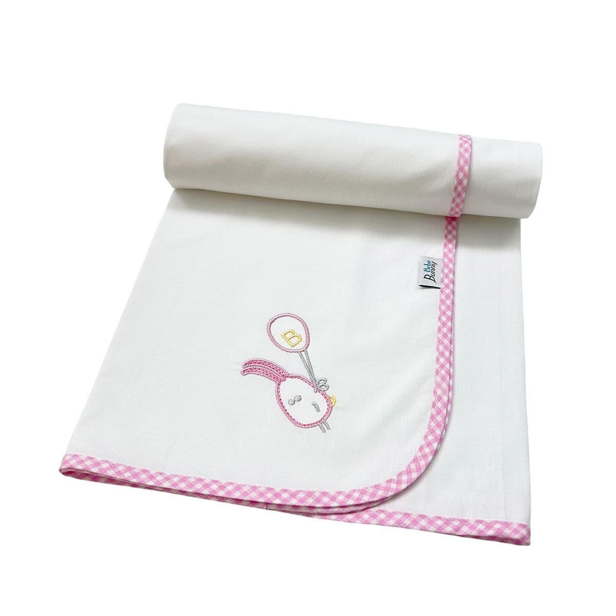BUNNY BEBE Πάνα Αγκαλιάς Μωρού Χασέ Με Κέντημα Pink
