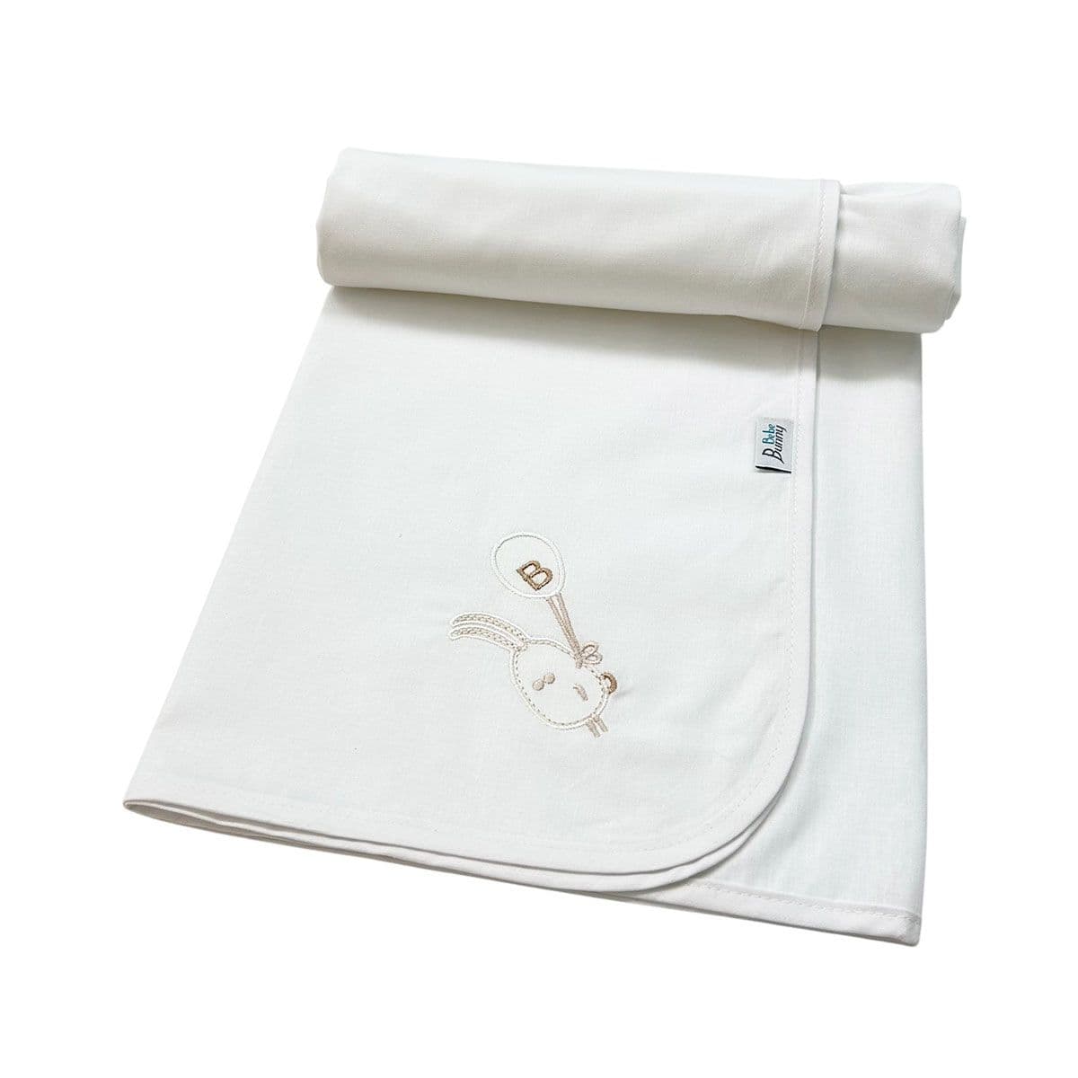 BUNNY BEBE Πάνα Αγκαλιάς Μωρού Χασέ Με Κέντημα White