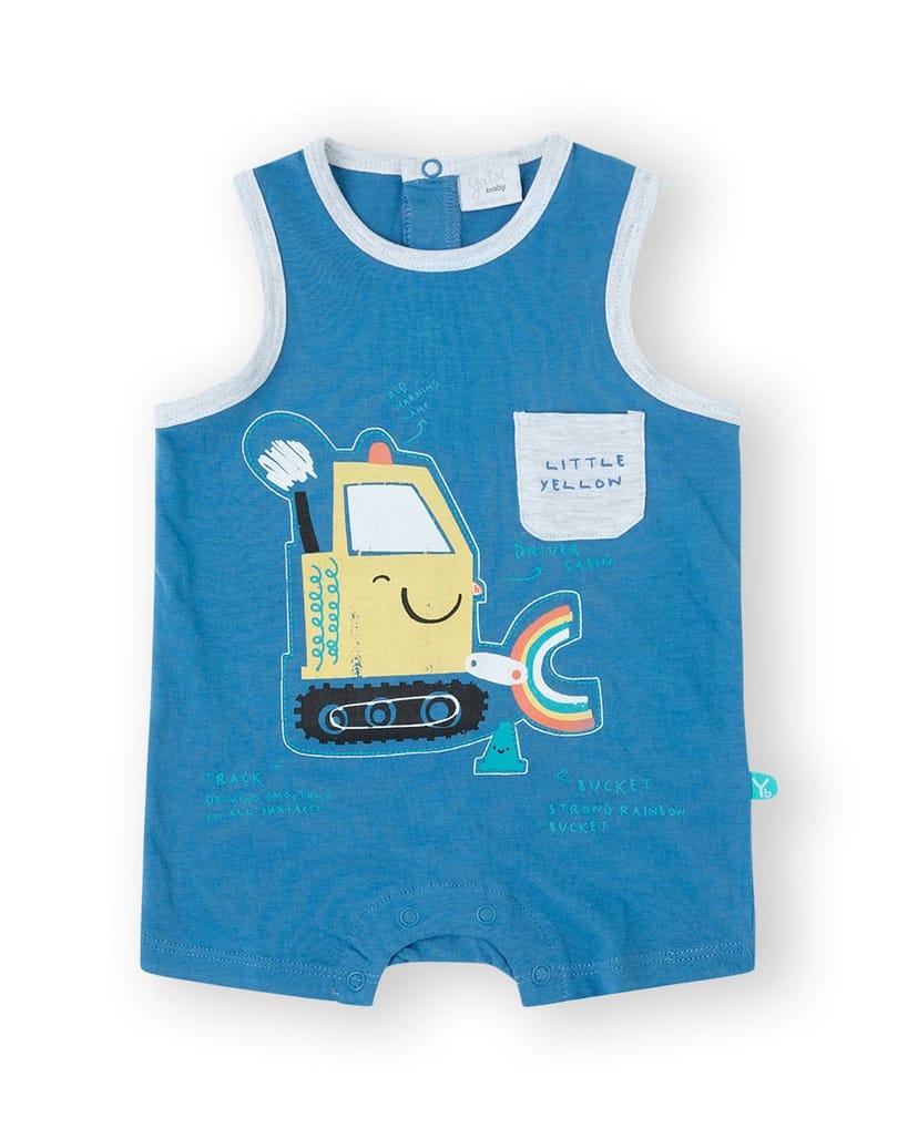 YATSI BABY Βρεφικό Καλοκαιρινό Αμάνικο Φορμάκι Escavator