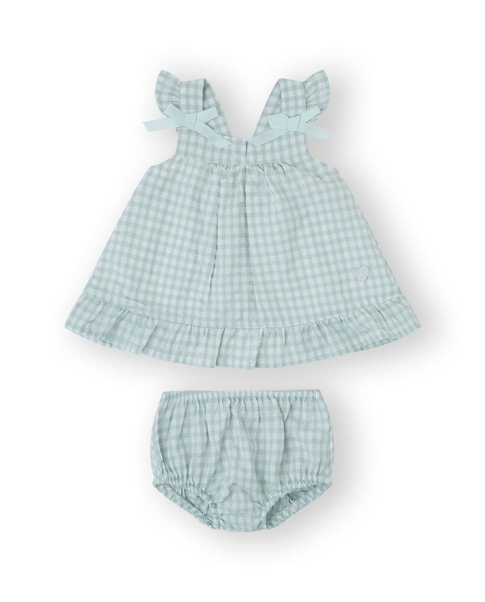 YATSI BABY Βρεφικό Φόρεμα & Εσώρουχο Σορτσάκι Για Την Πάνα Mint Bows