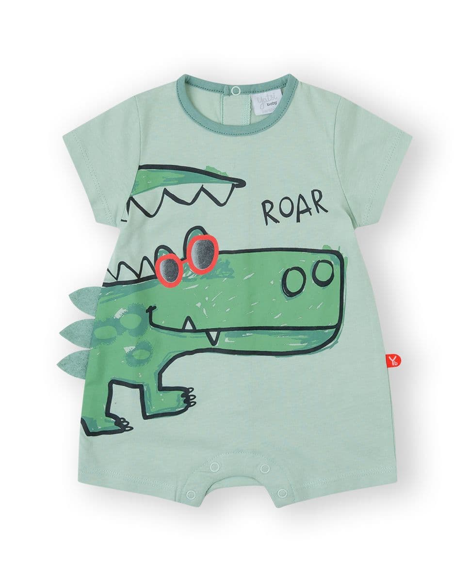 YATSI BABY Βρεφικό Καλοκαιρινό Κοντομάνικο Φορμάκι Roar Roar