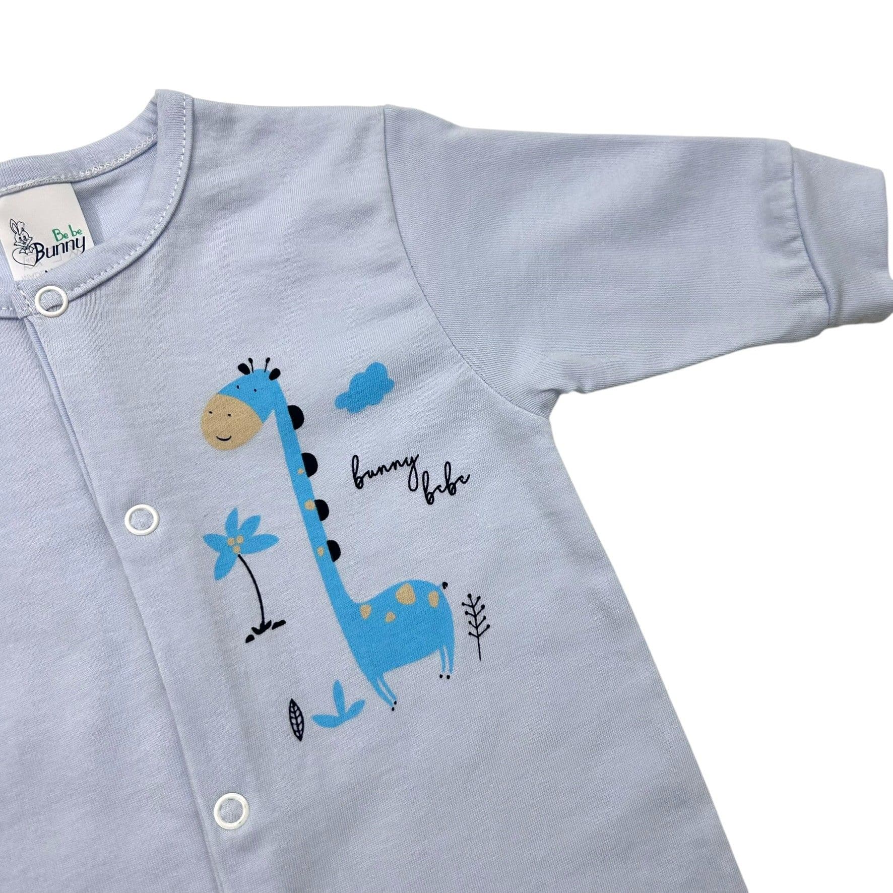 BUNNY BEBE Βρεφικό Βαμβακερό Μακρυμάνικο Φορμάκι Μακό Καμηλοπάρδαλη Σιέλ