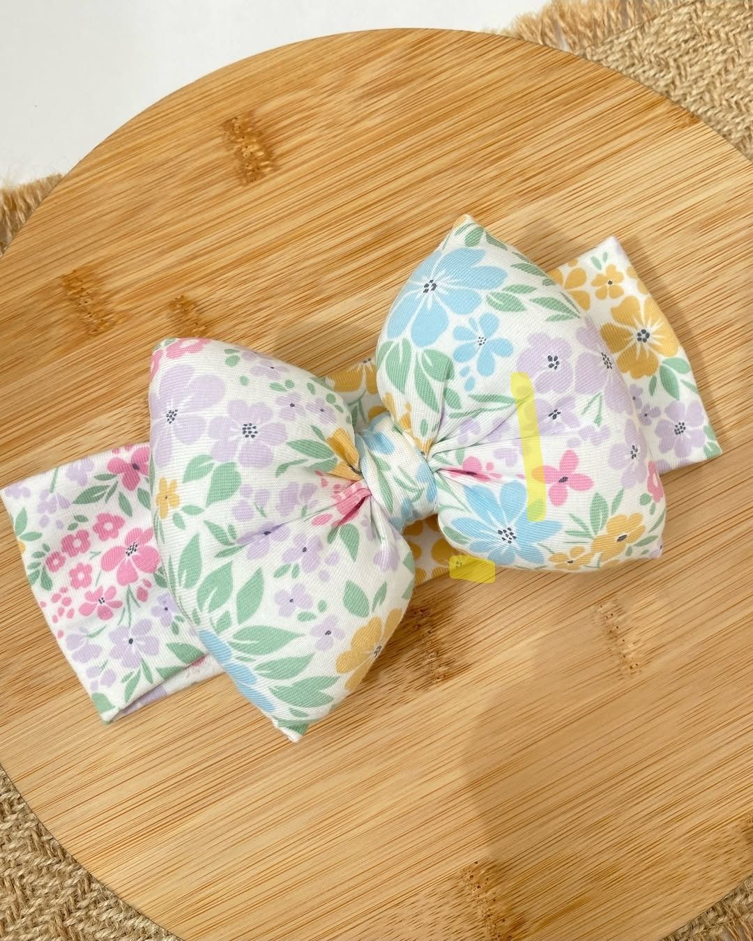 STAMATIS BEBE Βρεφική Κορδέλα Για Μωρά Με Μεγάλο Φιόγκο Pastel Green Flowers