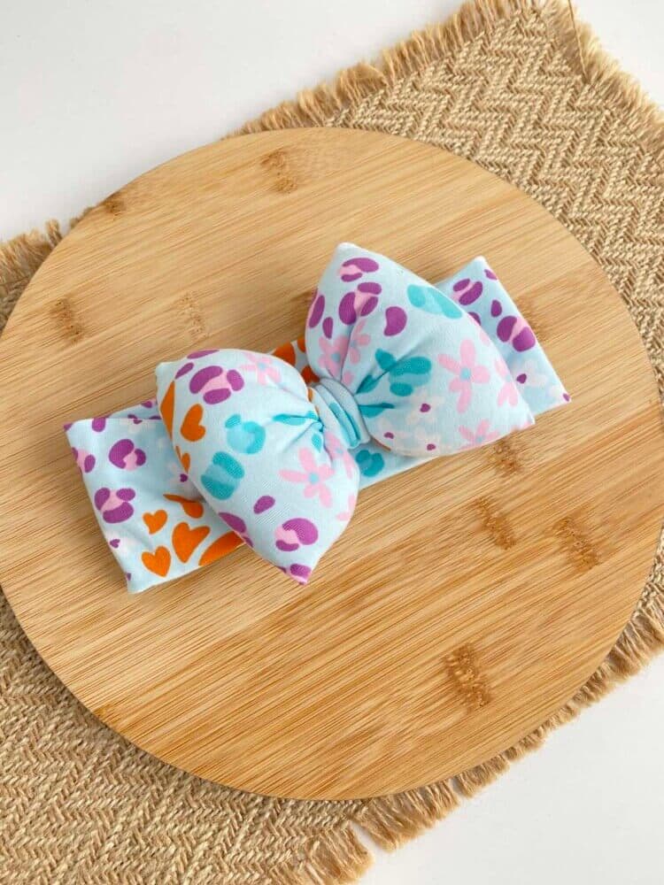 STAMATIS BEBE Βρεφική Κορδέλα Για Μωρά Με Μεγάλο Φιόγκο Mint Leopard