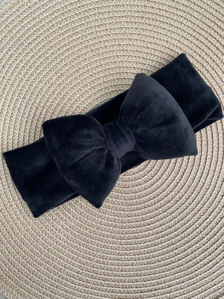 STAMATIS BEBE Βρεφική Βελουτέ Κορδέλα Για Μωρά Με Μεγάλο Φιόγκο Black