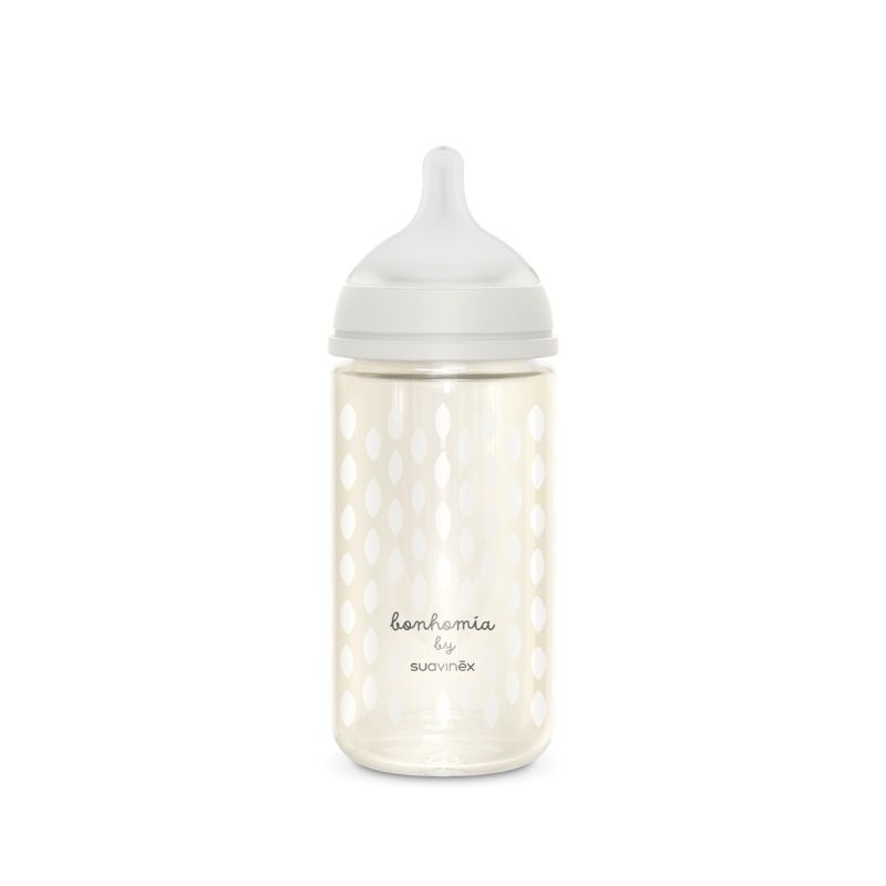 SUAVINEX Γυάλινο Μπιμπερό Με Θηλή Σιλικόνης SX-Pro Physio Beige 240ml (3+ μηνών)
