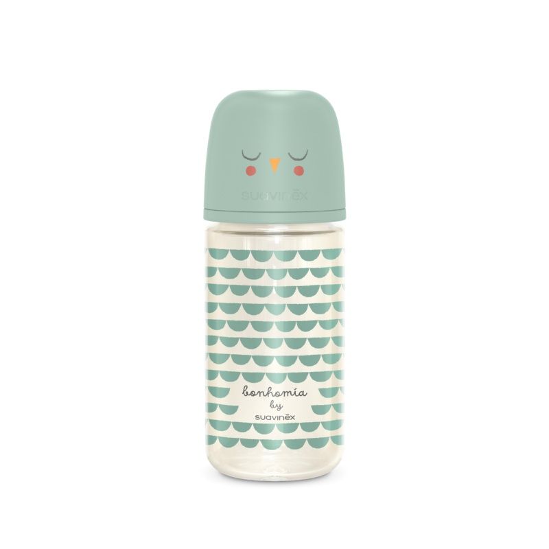 SUAVINEX Γυάλινο Μπιμπερό Με Θηλή Σιλικόνης SX-Pro Physio Mint 240ml (3+ μηνών)