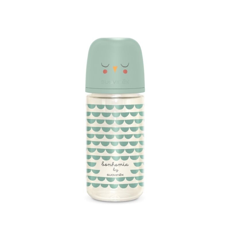SUAVINEX Γυάλινο Μπιμπερό Με Θηλή Σιλικόνης SX-Pro Physio Mint 240ml (3+ μηνών)