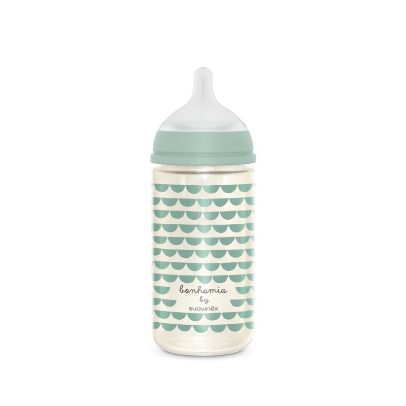 SUAVINEX Γυάλινο Μπιμπερό Με Θηλή Σιλικόνης SX-Pro Physio Mint 240ml (3+ μηνών)