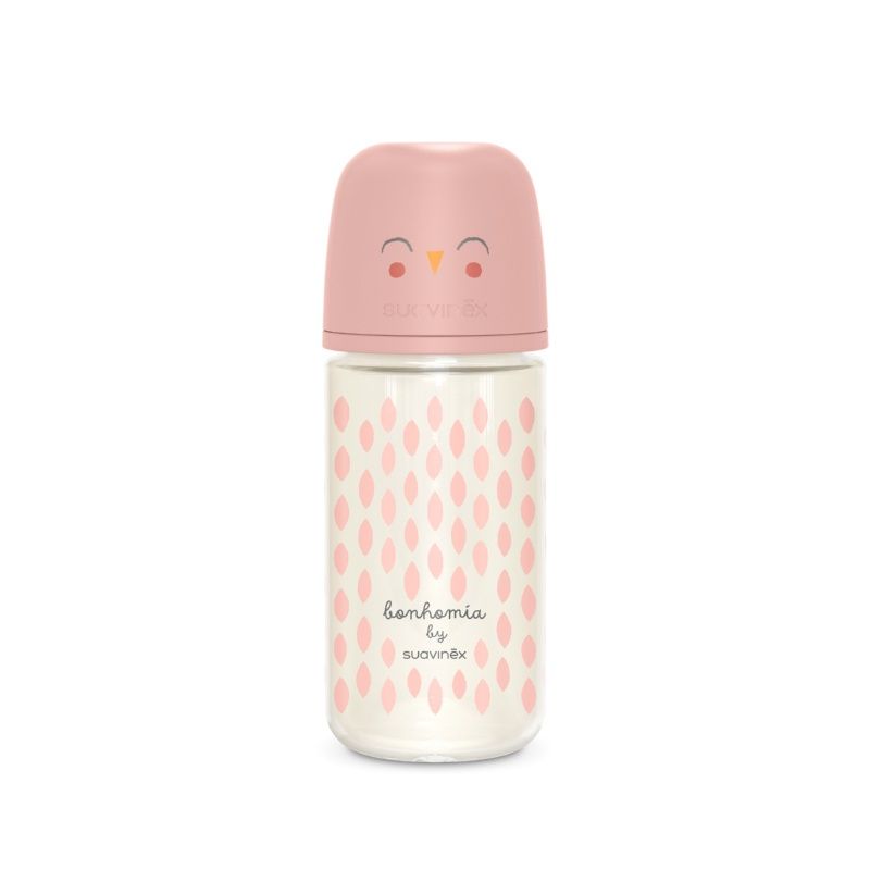 SUAVINEX Γυάλινο Μπιμπερό Με Θηλή Σιλικόνης SX-Pro Physio Pink 240ml (3+ μηνών)