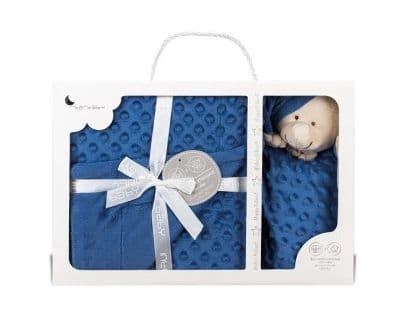INTERBABY Σετ Δώρου Βελουτέ Κουβέρτα Αγκαλιάς & Αρκουδάκι Dou-Dou Bear Azul