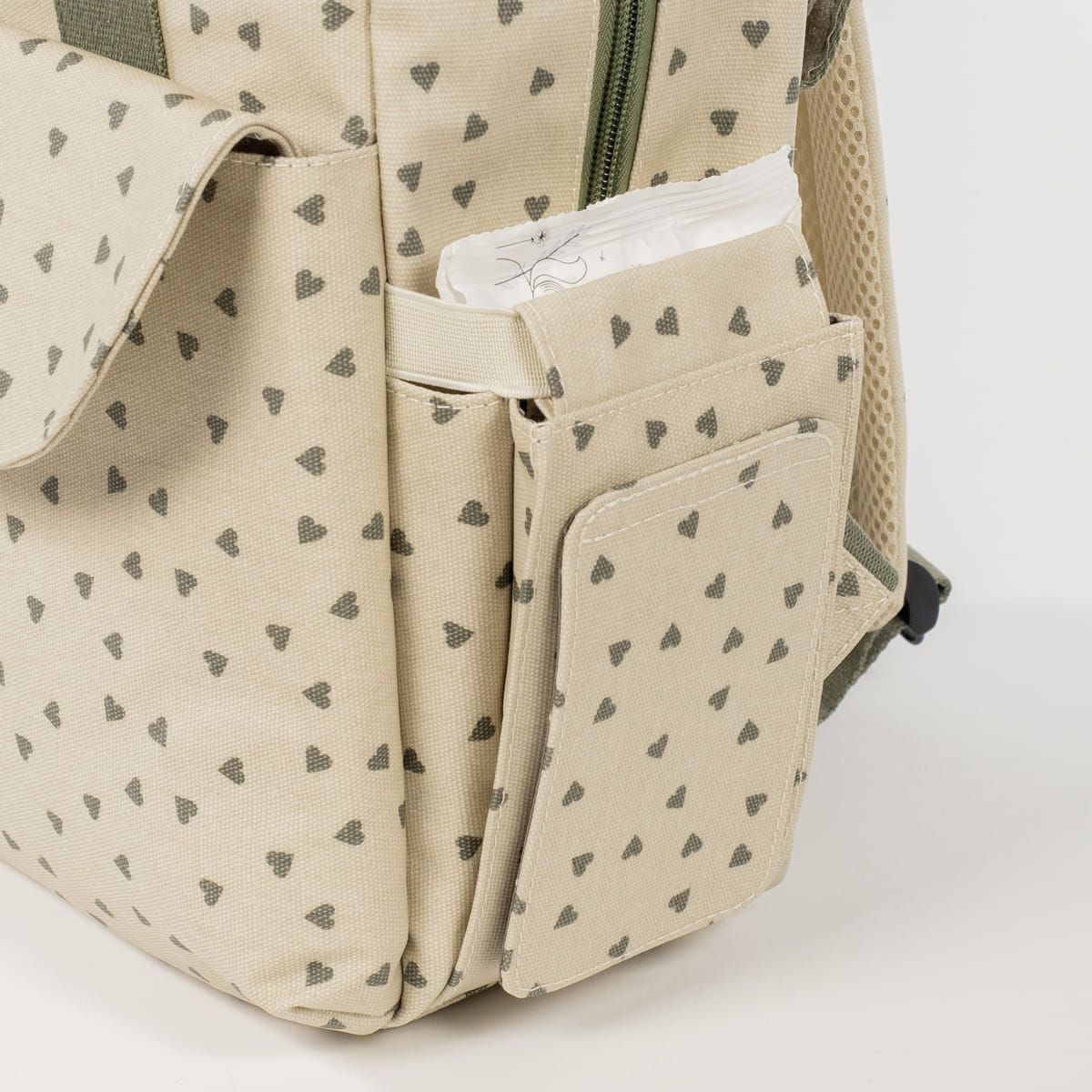 WALKING MUM Τσάντα Αλλαξιέρα Πλάτης Μαμάς Backpack Poppy Olive Hearts
