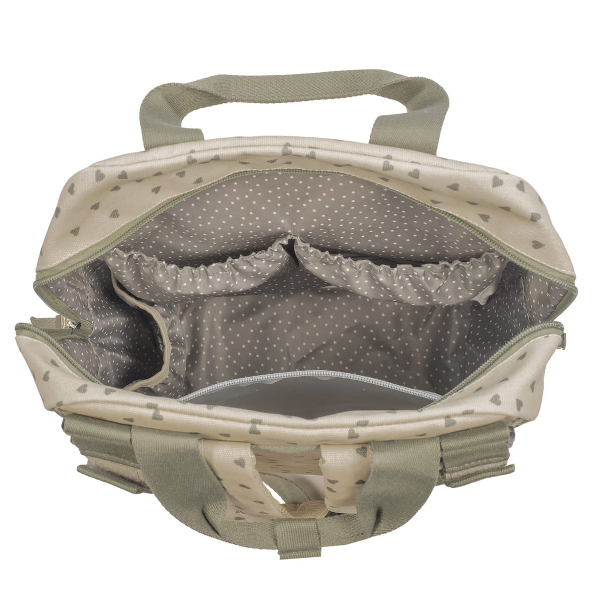 WALKING MUM Τσάντα Αλλαξιέρα Πλάτης Μαμάς Backpack Poppy Olive Hearts