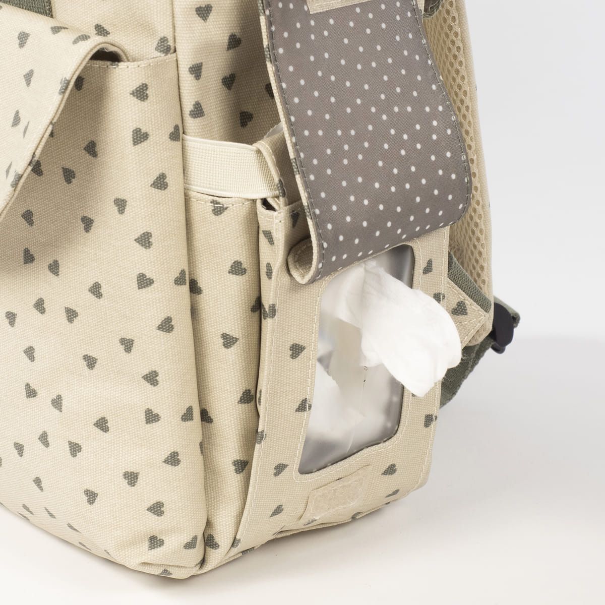 WALKING MUM Τσάντα Αλλαξιέρα Πλάτης Μαμάς Backpack Poppy Olive Hearts
