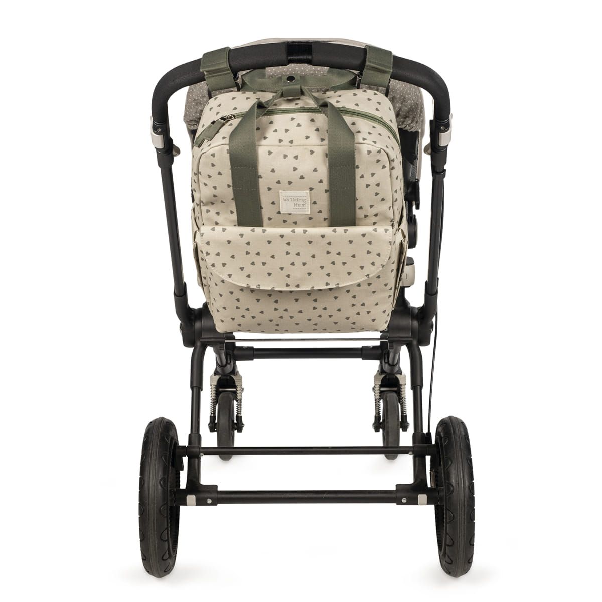 WALKING MUM Τσάντα Αλλαξιέρα Πλάτης Μαμάς Backpack Poppy Olive Hearts
