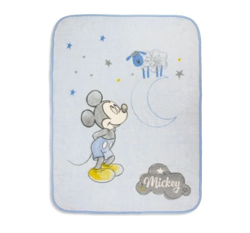 INTERBABY Βελουτέ Κουβέρτα Κούνιας Disney Mickey Counting Sheep (110×140cm)