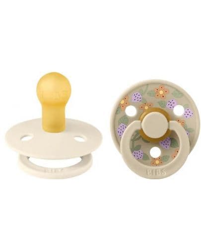 BIBS x LIBERTY Σετ Στρογγυλές Πιπίλες Latex Colour Strawberries & Cream Ivory Mix (6-18 μηνών)